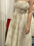 White Yellow Floral Elegant Long Chiffon Homecoming Dress Ball Gown Evening Dress Wedding Guest Dress Birthday/Garden Party Dress Prom Dress HZ1023