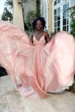 A line pink long prom drsss formal party dress HZ1023