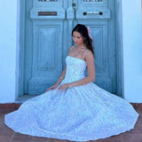 White floral sweet cute elegant long chiffon tube top homecoming dress wedding guest dress birthday party dress HZ1023