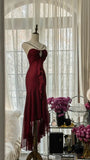 Burgundy Vintage Elegant Exquisite Gem Beaded Long Chiffon Evening Gown Sleeveless Ball Gown Birthday/Wedding Guest Party Dress HZ1023