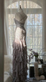 Purple Romantic Gorgeous Exquisite Elegant Beaded Lace Long Chiffon Evening Gown Ball Gown Prom Dress Birthday Holiday Party Dress HZ1023
