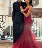 Red elegant gorgeous exquisite beaded sequined long tulle floor-length ball gown evening dress birthday party dress prom dress HZ1023