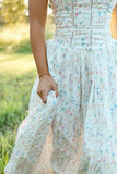 White floral sweet cute elegant long chiffon tube top homecoming dress wedding guest dress birthday party dress HZ1023