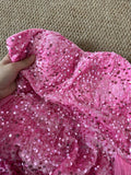 Pink Gorgeous Shiny Fashion Elegant Long Floor Length Sequined Tulle Ball Gown Evening Gown Party Dress Prom Gown HZ1023
