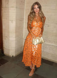 Orange New Arrival Fashion A-Line Long Elegant Prom dress Evening Dress Party Dress HZ1023