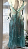 Green Luxury Gorgeous Retro Fashion Exquisite Tassel Beaded Mid-Length Chiffon Ball Gown Birthday Party Dress Evening Dress Prom Dress HZ1023