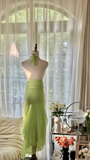 Light Green Shiny Fashion Elegant Exquisite Beading Long Chiffon Fairy Ball Gown Evening Dress Birthday/Wedding Guest/Holiday Party Dress Prom Dress Valentine's Day Date Dress HZ1023