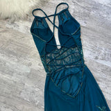 Beautiful Stunning Rare Teal Exquisite Beading Long Chiffon Ball Gown Evening Dress Prom Dress Birthday Party Dress HZ1023