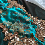 Turquoise Beautiful Fantasy Vintage Elegant Delicate Floral Sequin Beaded Bustier Midi Satin Homecoming Gown Prom Gown Evening Gown Party Gown Graduation Gown HZ1023