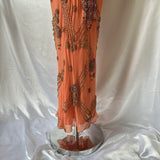 Fantasy Orange Coral Elegant Exquisite Gem Beaded Long Chiffon Ball Gown Evening Dress Party Dress Prom Dress HZ1023