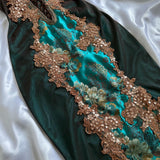 Turquoise Beautiful Fantasy Vintage Elegant Delicate Floral Sequin Beaded Bustier Midi Satin Homecoming Gown Prom Gown Evening Gown Party Gown Graduation Gown HZ1023