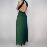Green Gradient Sparkling Fairy Retro Long Chiffon Bodycon Slim Formal Prom Dress Evening Dress Birthday Party Dress Graduation Prom Dress HZ1023