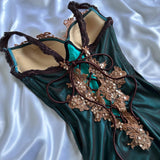 Turquoise Beautiful Fantasy Vintage Elegant Delicate Floral Sequin Beaded Bustier Midi Satin Homecoming Gown Prom Gown Evening Gown Party Gown Graduation Gown HZ1023
