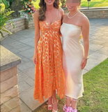 Orange New Arrival Fashion A-Line Long Elegant Prom dress Evening Dress Party Dress HZ1023
