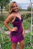 Spaghetti Straps Purple Bodycon Homecoming Dress HZ1023