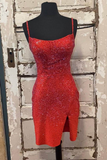 Red Sequins Tight Mini Homecoming Dress HZ1023
