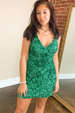 Red Sequins Tight Mini Homecoming Dress HZ1023