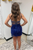 Sequins Straps Tassel Mini Homecoming Dress HZ1023