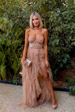 Rust Red Sweetheart High Low Tiered Formal Dress HZ1023