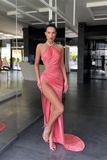 Modern Halter Sleeveless Mermaid Prom Dress Split Long Online HZ1023