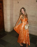 Orange New Arrival Fashion A-Line Long Elegant Prom dress Evening Dress Party Dress HZ1023