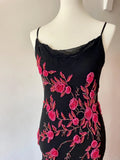 Black gorgeous delicate Beads floral applique spaghetti straps long elegant tulle ball gown evening dress HZ1023