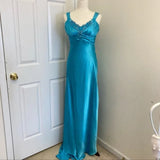 Blue vintage fashion exquisite beaded straps long backless satin ball gown evening dress party dress HZ1023