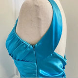 Blue vintage fashion exquisite beaded straps long backless satin ball gown evening dress party dress HZ1023